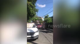 Catholic priests follow COVID-19 rules with 'drive-by' blessings for Palm Sunday in the Philippines