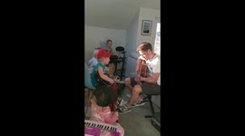 Family on coronavirus lockdown make their own band