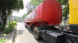 Dhaka city using tanker trucks to spray disinfectant in all street areas hit by coronavirus.
