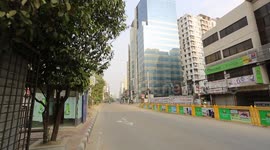 Silent buildings and roads are standing indicating that the national lockdown.