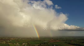 Drone Reveals Double Rainbows During Lock Down