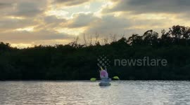 Kayaking Unicorn practices safe social distancing.