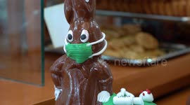 Chocolate Easter bunnies get face masks and latex gloves in age of Coronavirus