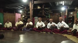 Villagers And Chief Plays Their Traditional Wae Rebo Village Song Inside Mbaru Niang Main House