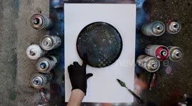 Beach and Palms - SPRAY PAINT ART - how to spray paint - speed art