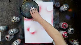Abstract Ocean - SPRAY PAINT ART - how to spray paint - speed art