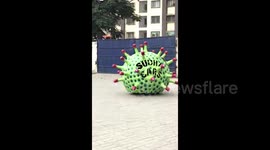 Indian car designer drives around in 'coronavirus vehicle' to encourage residents to stay indoors