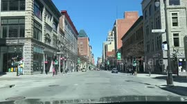 Montreal Street empty due to coronavirus lock down, but there’s a lineup at the marijuana dispensary