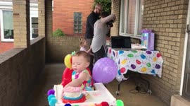 Social distancing 1st birthday smash cake save