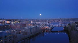 Seattle neighbourhood drone captures beautiful full pink supermoon