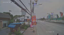Truck smashes into bus full of people then flees the scene