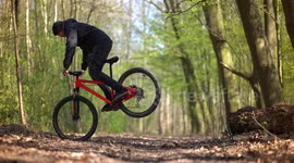 Mountainbike Action in Slowmo in the woods