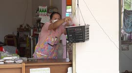 Thailand grocery store uses pulleys to serve customers