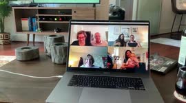 Happy Passover! Family in Virginia cheerfully sing together using Zoom while quarantined