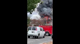 Fire crews arrive to battle huge blaze after Burbank electrical plant explosion in Los Angeles