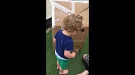 Built a cardboard house for three year old