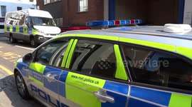 Metropolitan Police car park at Kensington Police Station in London