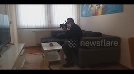 Wedding photographer on lockdown resorts to shooting his own TV set