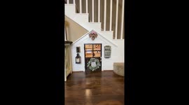 Tour of DIY dog house under stairs
