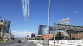 US Air Force planes do a fly-over of the Las Vegas strip to honour healthcare workers during coronavirus outbreak
