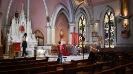 Good Friday prayer in an empty church