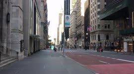 Deserted Fifth Avenue during Covid-19 (Coronavirus Pandemic) lockdown in New York City. April 11 2020