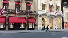 Deserted Fifth Avenue during Covid-19 (Coronavirus Pandemic) lockdown in New York City. April 11 2020