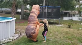 T-Rex Tries A Trampoline