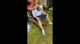 UK man shaves head after reaching goal raising money for cancer research