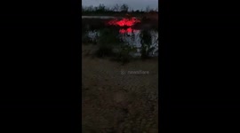 Something falling out of the sky into this pond