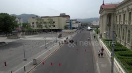 Desolate streets in the face of the coronavirus threat in the historic center of San Salvador, El Salvador