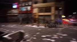 Damage to signs and streets after the protests in Chile