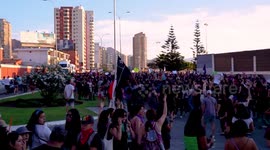 Great march of women for their day through the main artery of the city in Chile