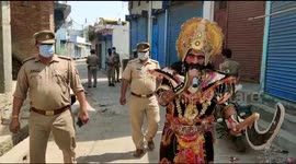 Indian man patrols streets dressed as 'god of death' to encourage people to adhere to country's COVID-19 lockdown