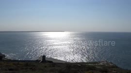 Emergency Helicopter Flys over Tintagel