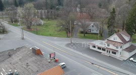 Aerial drone view shows a deserted Pennsylvania city during coronavirus pandemic