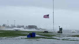Watch as American Flag flies in the teeth of the Long Island Storms