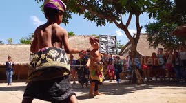 Kids Peresean, Traditional Fighting Between Two Person In Sasak Ende Tribe