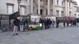 Charity during the pandemic: free Hare Krishna vegetable meals served in Trafalgar Square during London lockdown