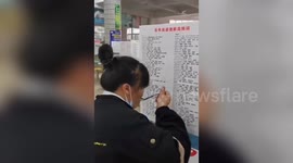 Boards covered in general knowledge used to separate students at Chinese school during COVID-19 pandemic