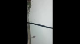 Mitsubishi Pajero driving through flooded streets