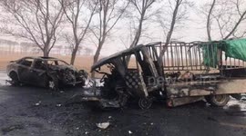 12 killed after car crashes into truck setting it alight in northern China