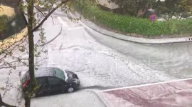 Shocking thunderstorm floods Madrid, Spain