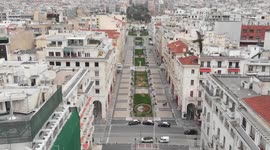 Deserted streets Thessaloniki during COVID-19 lockdown