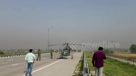 Indian Air Force Chopper on COVID-19 duty makes emergency landing on expressway due to technical glitch in Northern India
