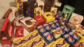 Londoner shows off horde of Easter egg chocolate