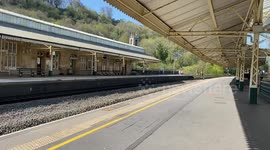 Britain in Lockdown - One customer at otherwise deserted railway station Bath Spa