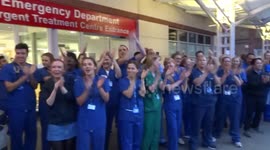 Healthcare workers line up outside of UK hospital for heartwarming support of frontlines of coronavirus fight