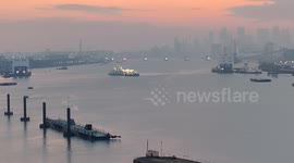 Woolwich ferry celebrates NHS workers fighting COVID-19 by spinning round in Thames