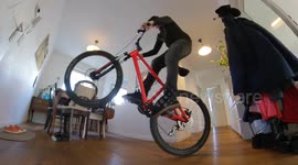 MTB Action Bike riding in Home Office during Corona Quarantine (funny) Part 3